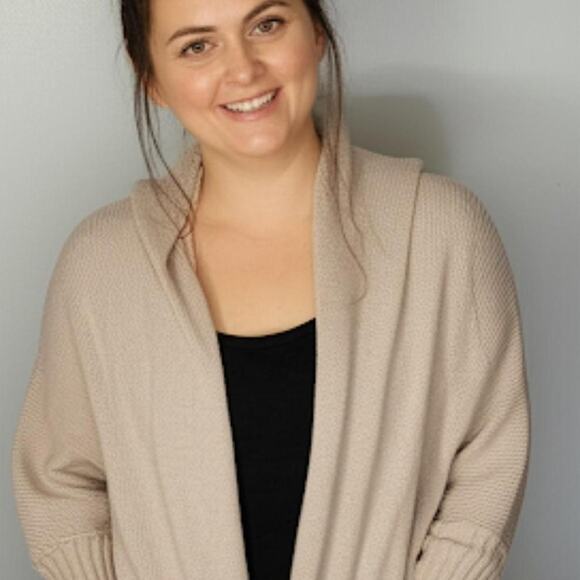 Cream and tan oversized cardigan - Picture 1 of 6